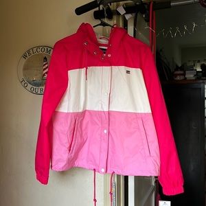 Levi’s womens pink color block rain jacket